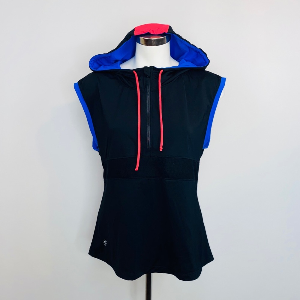 Athleta Black Pink Blue Neon Sport Tank 1/4 ZIP